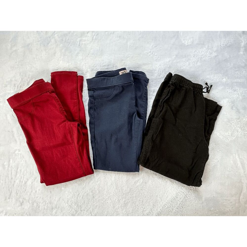 Girls Plus Size 12 Pants Lot of Three So Pull-On Jeggings, Wide Leg, Comfortable